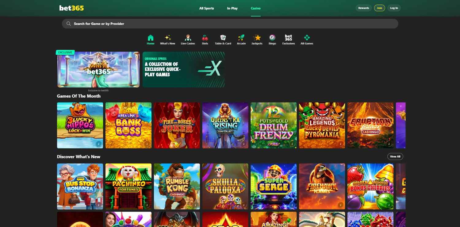 bet365 Casino Homepage