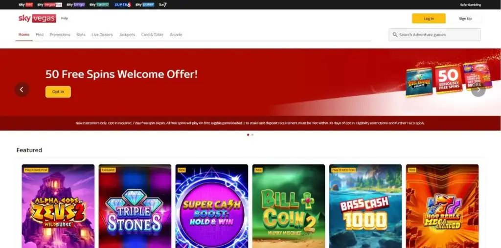 skyvegas homepage